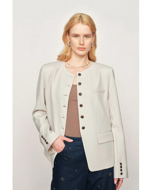Fabrique Gray Celia Round Neck Suit Blazer