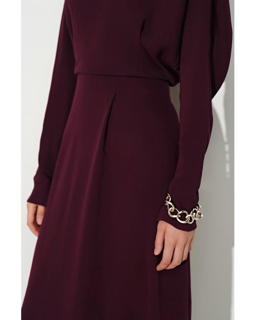 Fabrique Purple Munich Draped Layered Bodice Gigot Sleeve Dress