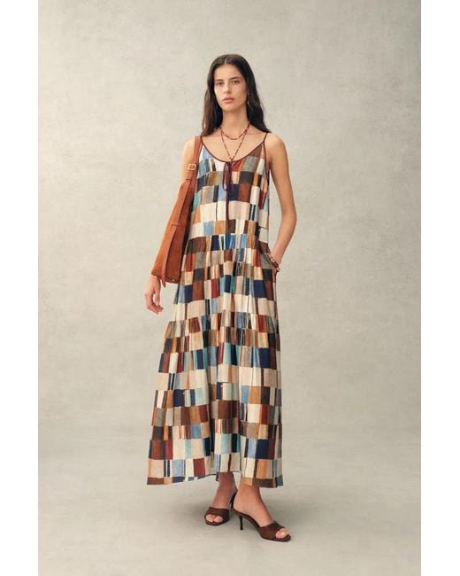 Fabrique Natural Morven Mosaic-Print Robe Dress