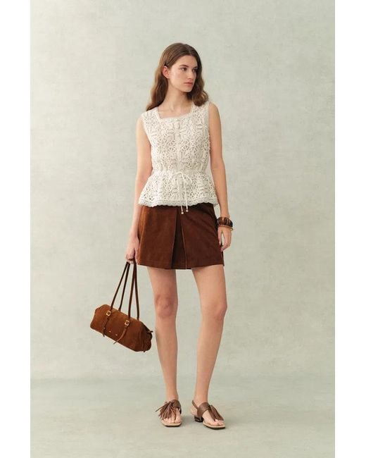 Fabrique Natural Zane Open Knit Drawstring Top