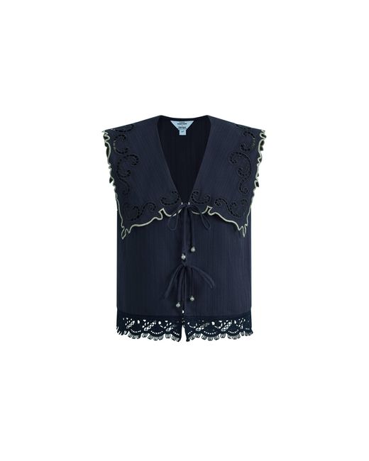 Fabrique Blue Ivy Sailor Collar Sleeve Sleeveless Top