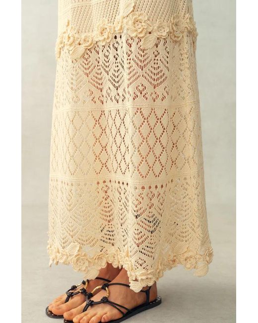 Fabrique Natural Angelica Floral Openwork Straight Maxi Skirt