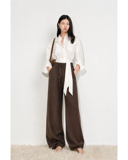 Fabrique Black Faye Drawstring Wide Leg Pants