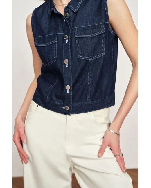 Fabrique Blue Sloane Tencel Denim Vest Top And Skirts Matching Set