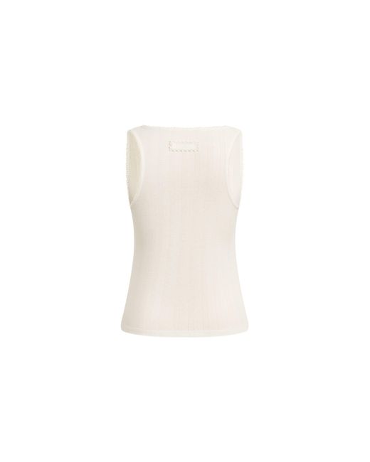 Fabrique Blue Cloe Inlaid Delicate Lace Tank Top