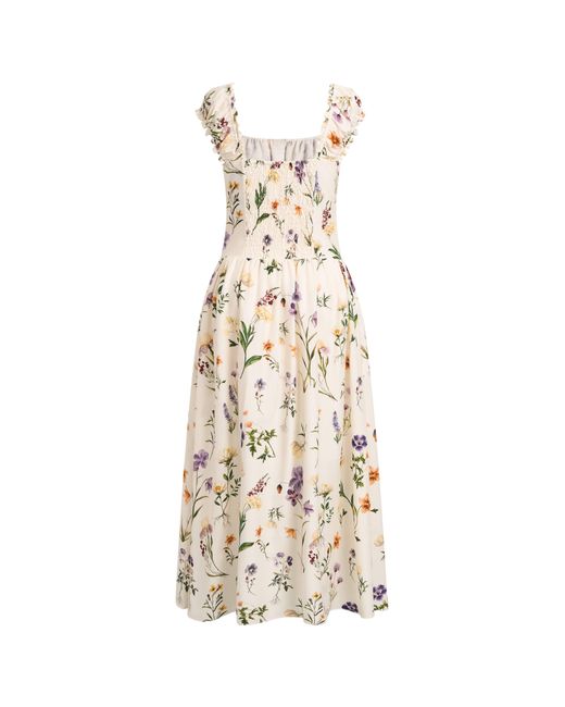 Fabrique Natural Eliana Handpainted Freesia Ruffle Trim Wide Strap Sleeveless Dress