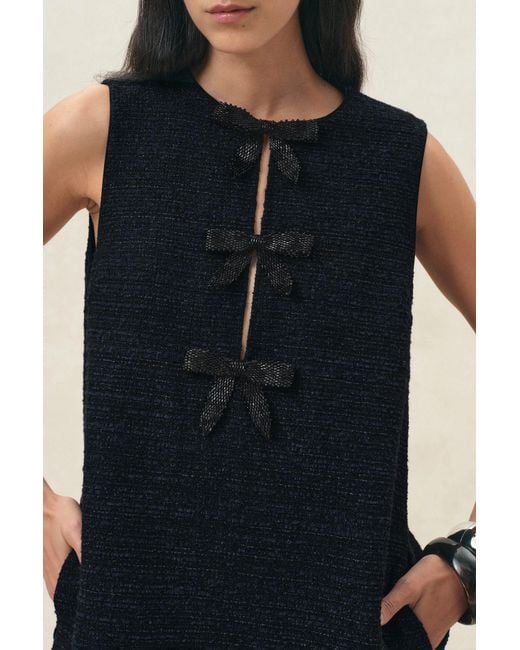 Fabrique Blue Rosalind Beaded Bow Dress