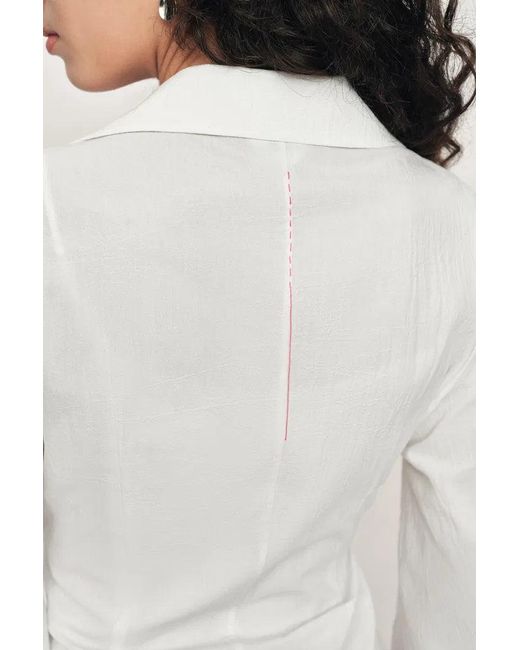 Fabrique Natural Bianca Hand Stitch Ruched-Waist Shirt