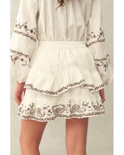 Fabrique Natural Brioche Paisley Embroidery Skirt