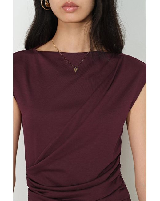 Fabrique Natural Gemma Ruched Short Sleeve Top