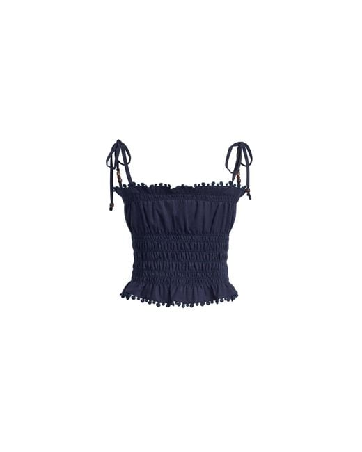 Fabrique Blue Siena Smocked Tie Front Bandeau Top And Maxi Skirt Set