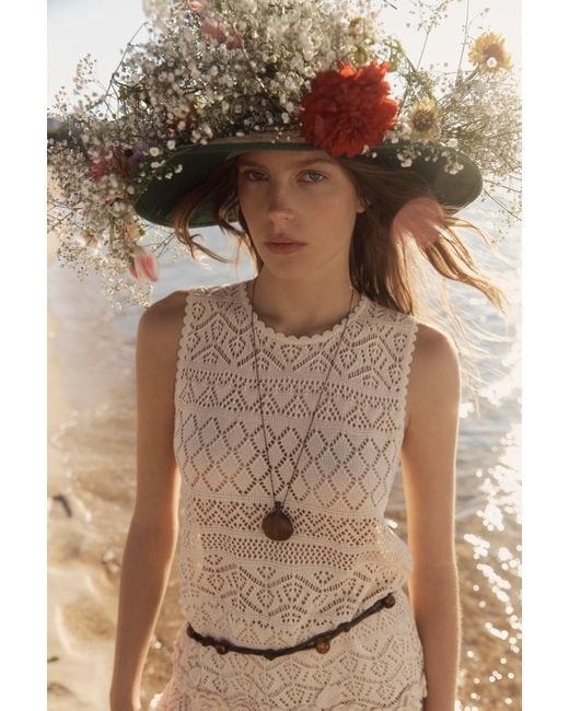 Fabrique Brown Beatrice 3D Floral Openwork Top