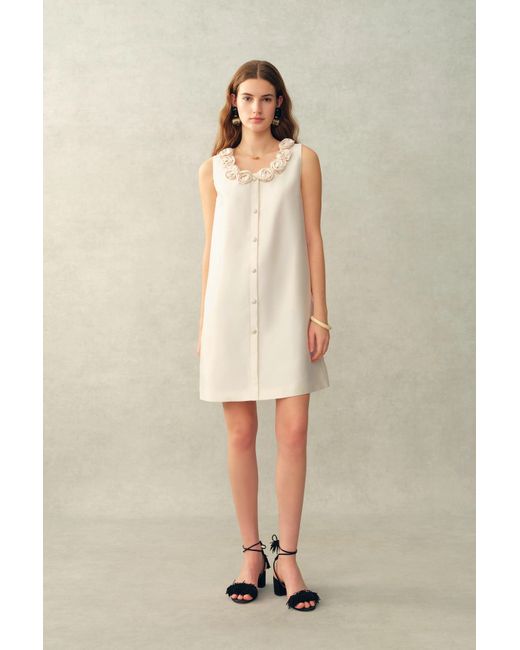 Fabrique Natural Yazmin 3D Floral Neckline Dress