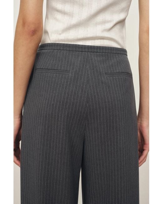 Fabrique Gray Caroline Pinstripe Drawstring Tailored Pants