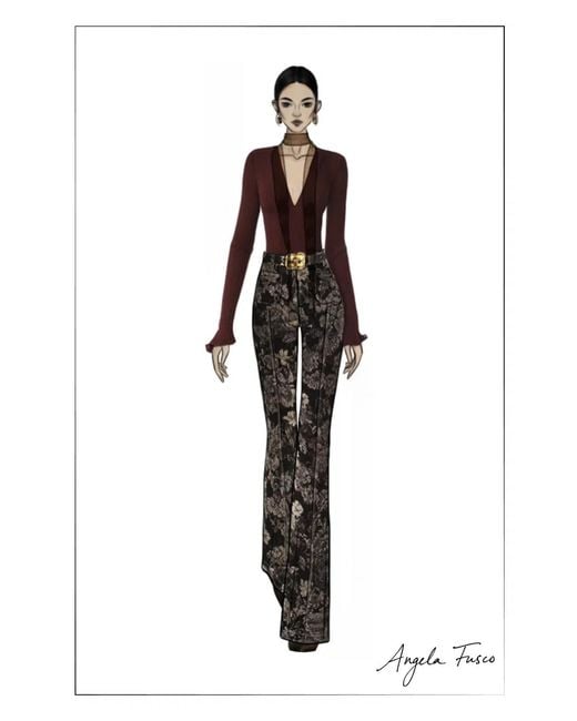 Fabrique Black Sylvia Custom Jacquard Flared Jeans