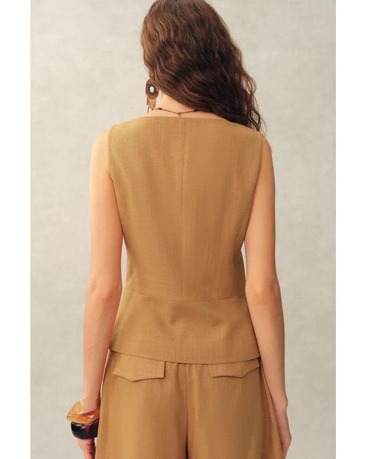 Fabrique Natural Suzane Handwork Stitched Scalloped Trim Sleeveless Top And Shorts Set