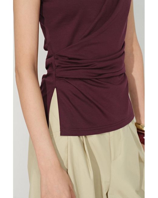Fabrique Natural Gemma Ruched Short Sleeve Top