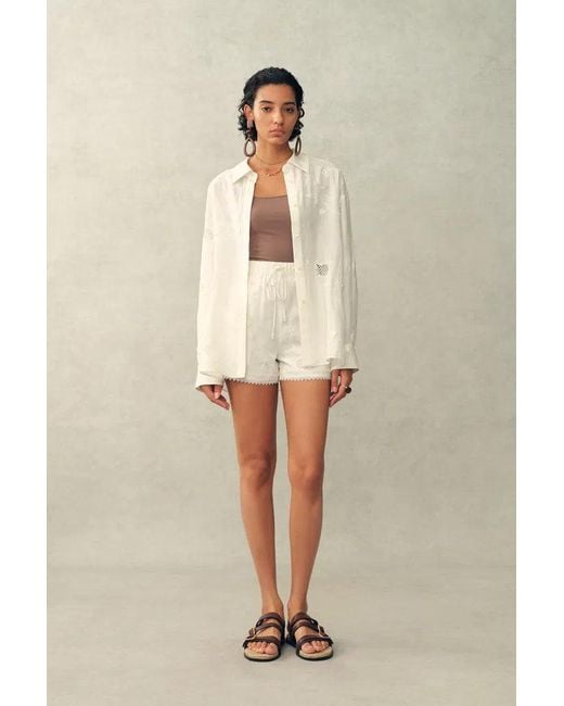 Fabrique Natural Leona Lily Of The Valley Mesh Embroidery Shirt