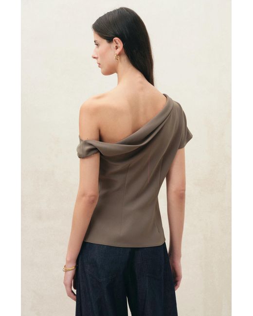 Fabrique Blue Hazel Ruched One Shoulder Top