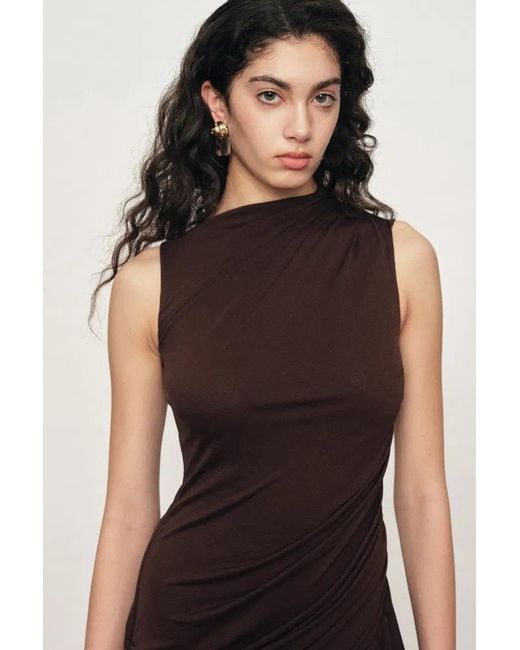 Fabrique Multicolor Avery Asymmetrical Ruched Sleeveless Dress