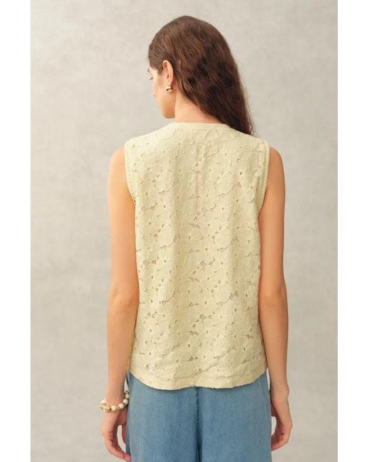 Fabrique Blue Charlotte Marigold Lace Embroidery Sleeveless Top