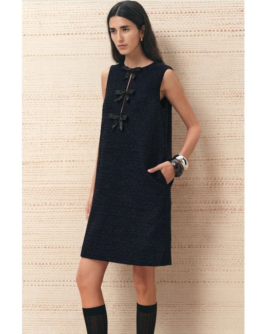Fabrique Blue Rosalind Beaded Bow Dress