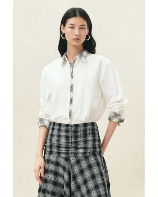 Fabrique Natural Riley Plaid Embroidery Oversized Shirt