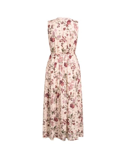 Fabrique Green Liana Printed Pomegranate Floral Tiered Dress