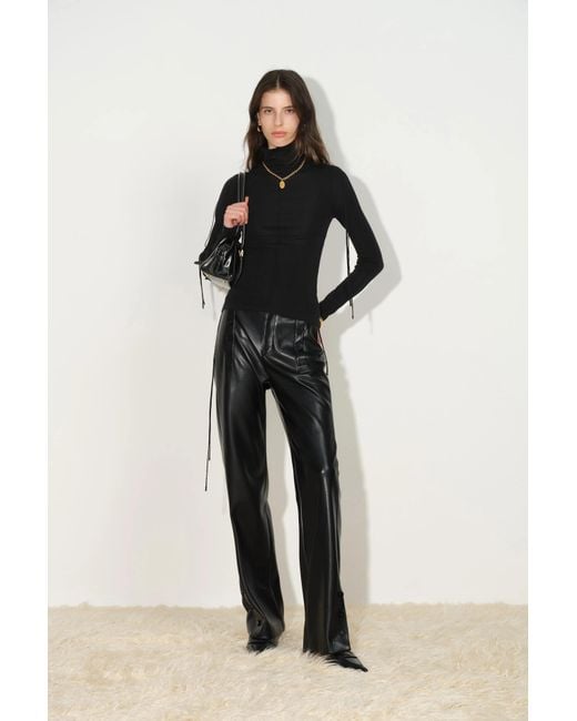 Fabrique Black Sibyl Turtleneck Fitted Top