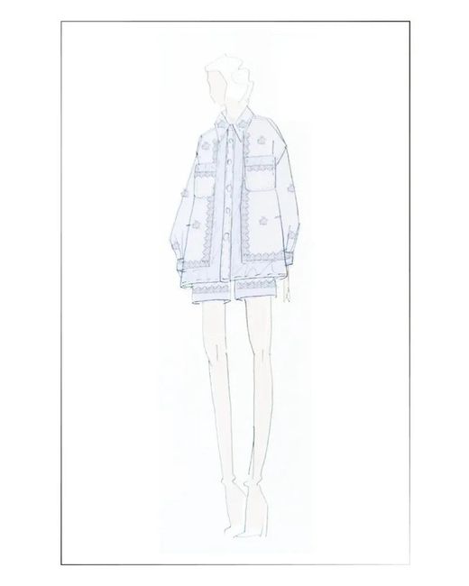 Fabrique Blue Helia Embroidery Shirt