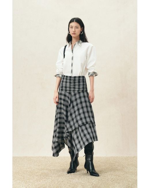 Fabrique Natural Riley Plaid Embroidery Oversized Shirt