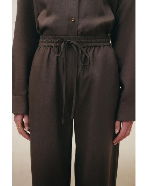 Fabrique Black Faye Drawstring Wide Leg Pants