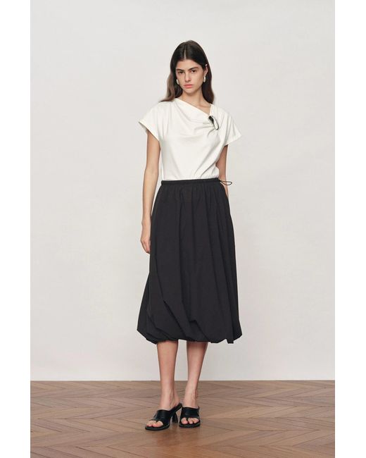 Fabrique Black Cathy Twisted-Seam Bubble Midi Skirt