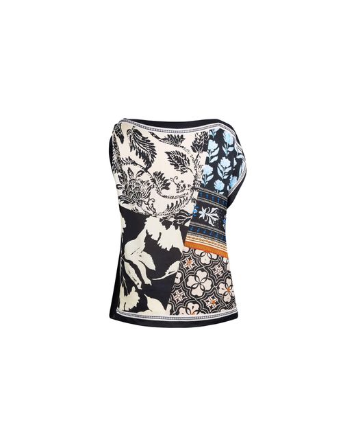 Fabrique Natural Gracie Scarf Panel Tie Shoulder Sleeveless Top