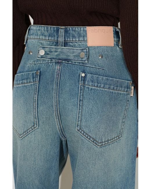Fabrique Blue Bert Buckle Back Barrel Leg Jeans