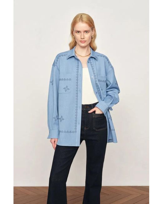 Fabrique Blue Helia Embroidery Shirt
