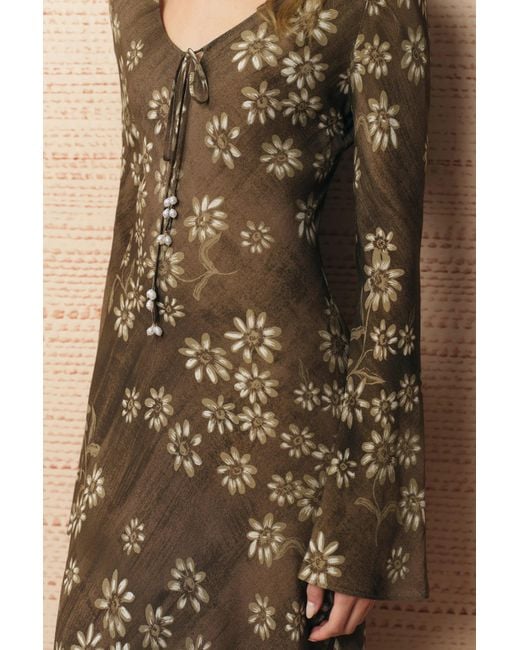 Fabrique Natural Iris Handpainted Floral Dress
