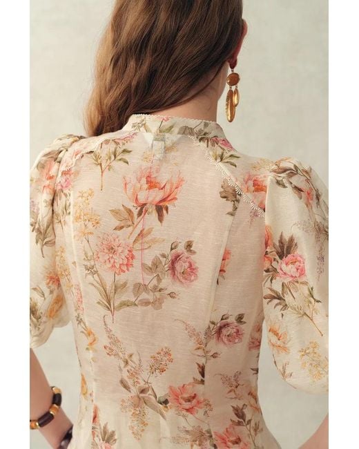 Fabrique Natural Floris Floral Print Sheer Lace Top