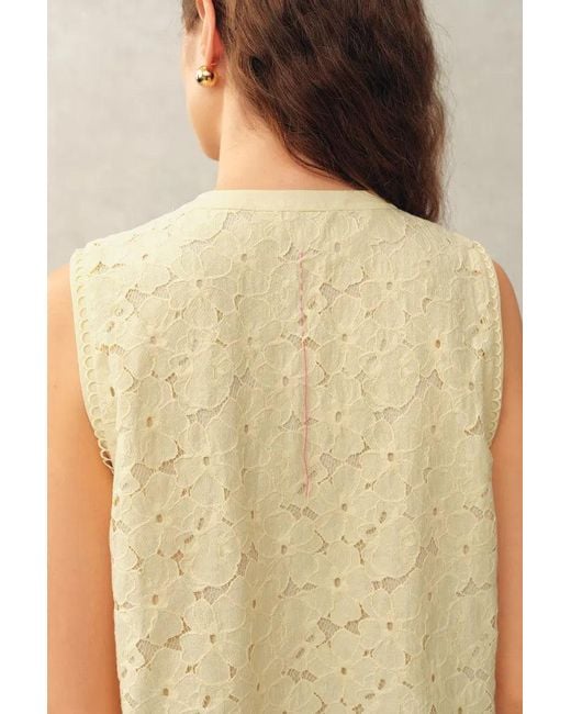 Fabrique Blue Charlotte Marigold Lace Embroidery Sleeveless Top
