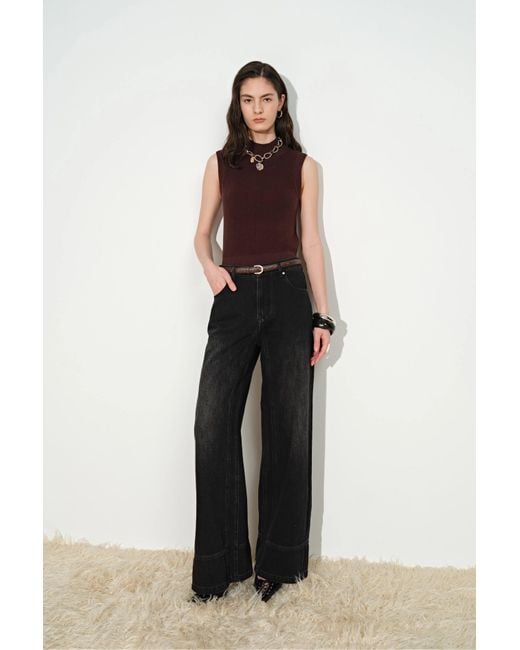 Fabrique Black Glaire Curved Yoke Wide Leg Jeans