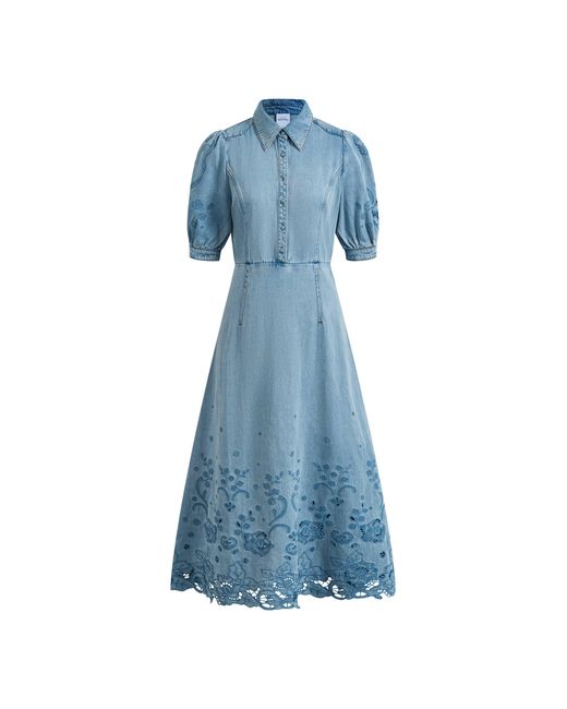 Fabrique Blue Vinetta Puff Sleeve Dress