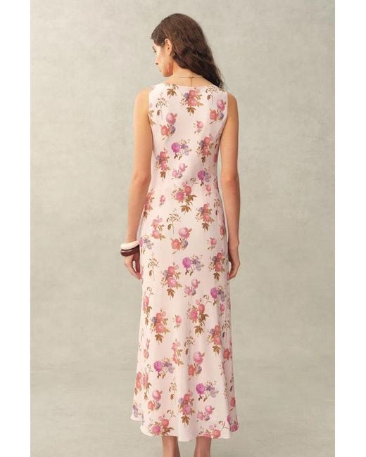 Fabrique Pink Fraye Floral Cowl Neck Sleeveless Dress