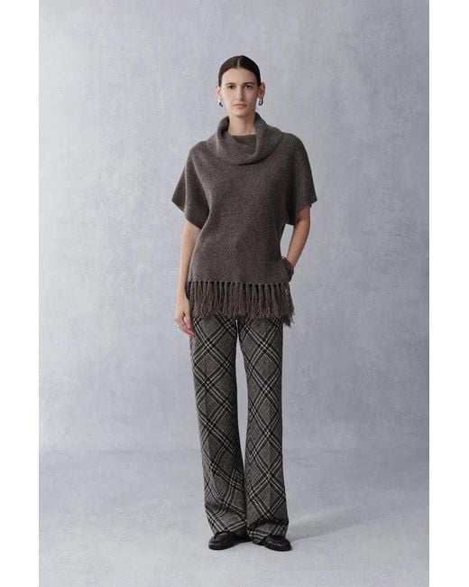 Fabrique Women's Gray Kabu Fringed Top