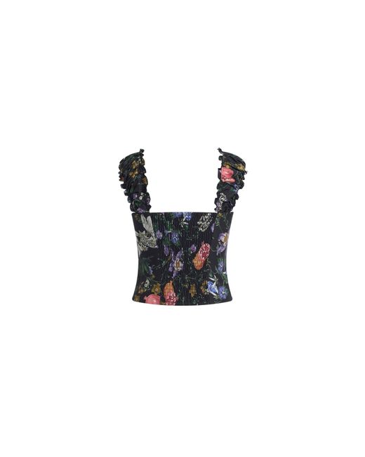 Fabrique Blue Sirena Smocked Pomegranate Print Cami Top With Built-In Cups