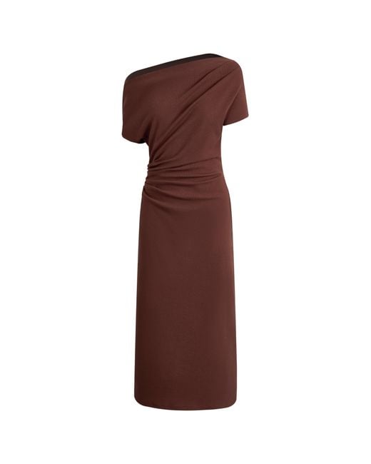 Fabrique Brown Hazel Asymmetric One Shoulder Dress