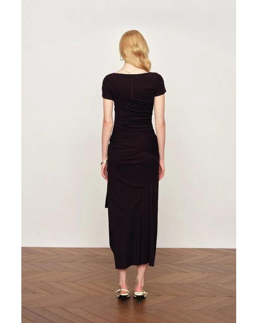 Fabrique Red Nhat Sculptural Ruched Dress