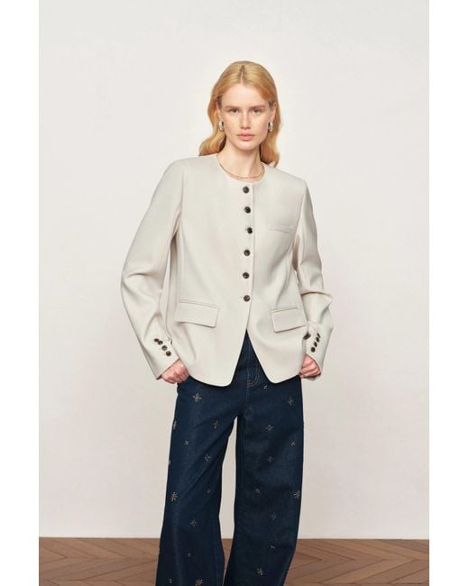 Fabrique Gray Celia Round Neck Suit Blazer