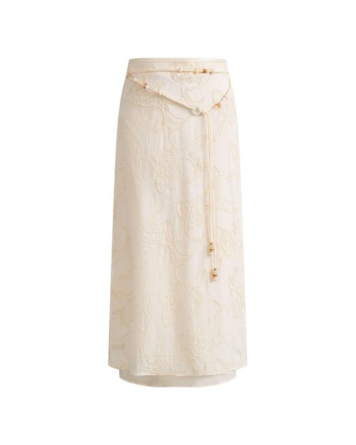Fabrique Natural Korin Koi Embroidered Tie-Waist Skirt