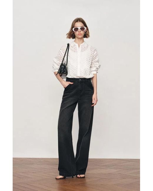 Fabrique White Eliana Cutwork Embroidery Point Collar Shirt