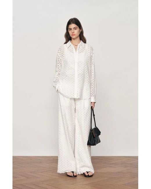 Fabrique Natural Eliana Cutwork Embroidery Point Collar Shirt And Pants Set